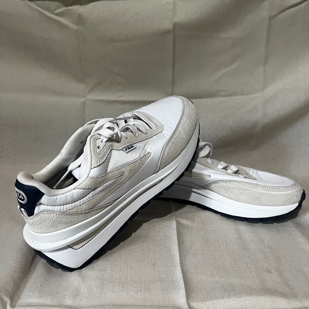 Fila Cream & White Chunky Lace-Up Sneakers